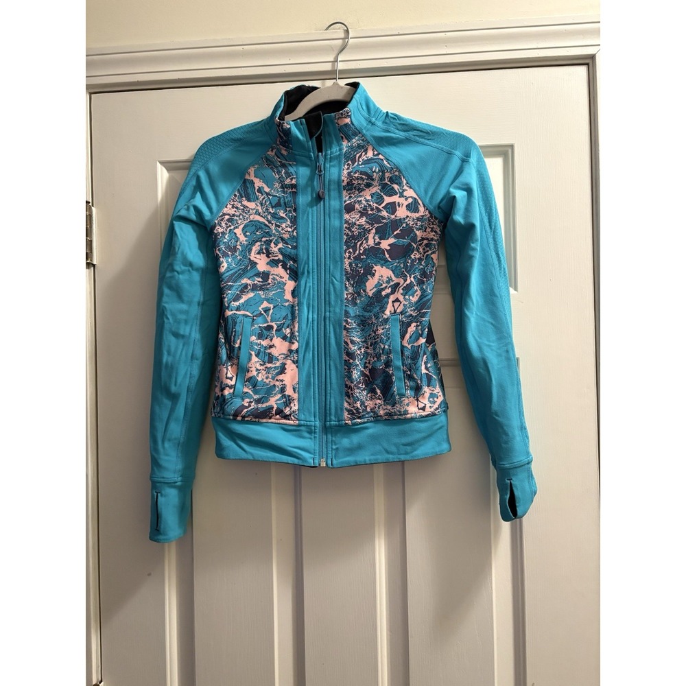 Ivivva By Lululemon Girls Reversible Black/Blue Define Zip Jacket Size 8